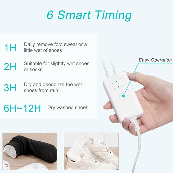 Shoe Dryer and Deodorizer with Timer - Shoes Boots Socks Gloves Dryer Warmer, No Noise | Strong Wire | US Plug