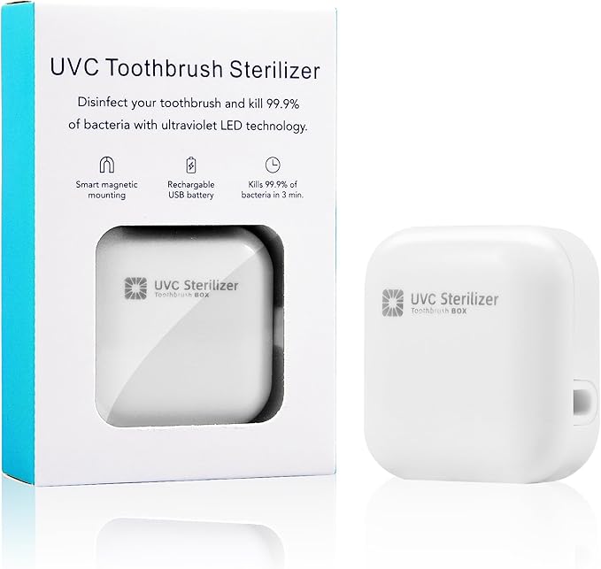 Wall Mounted Toothbrush Holder & Toothbrush Cleaner, Electric ToothBrush Holder, Cleaner for Bathroom Accessory, Clean for Home, Travel (White)