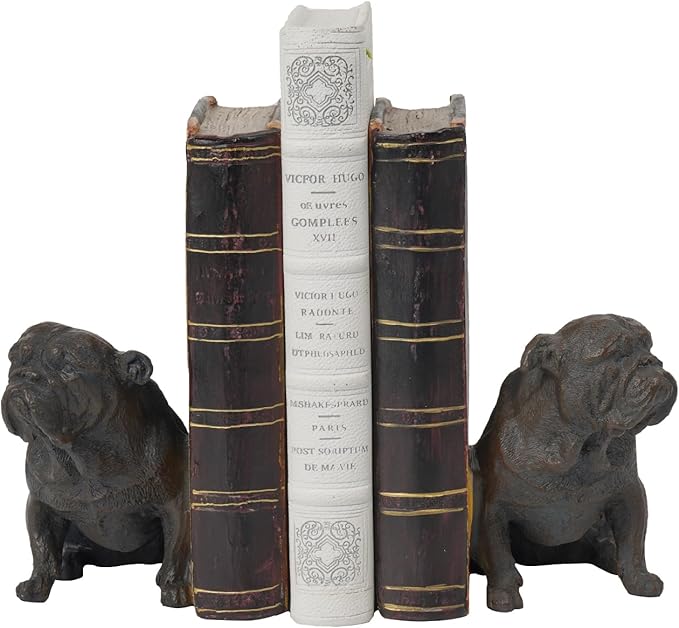 Dog Decorative Bookends Book Holder - Vintage Shelf Decor Book Ends to Hold Books Heavy Duty for Home Decor 3.5 X 4.5 X 6.25 inch Guichifun