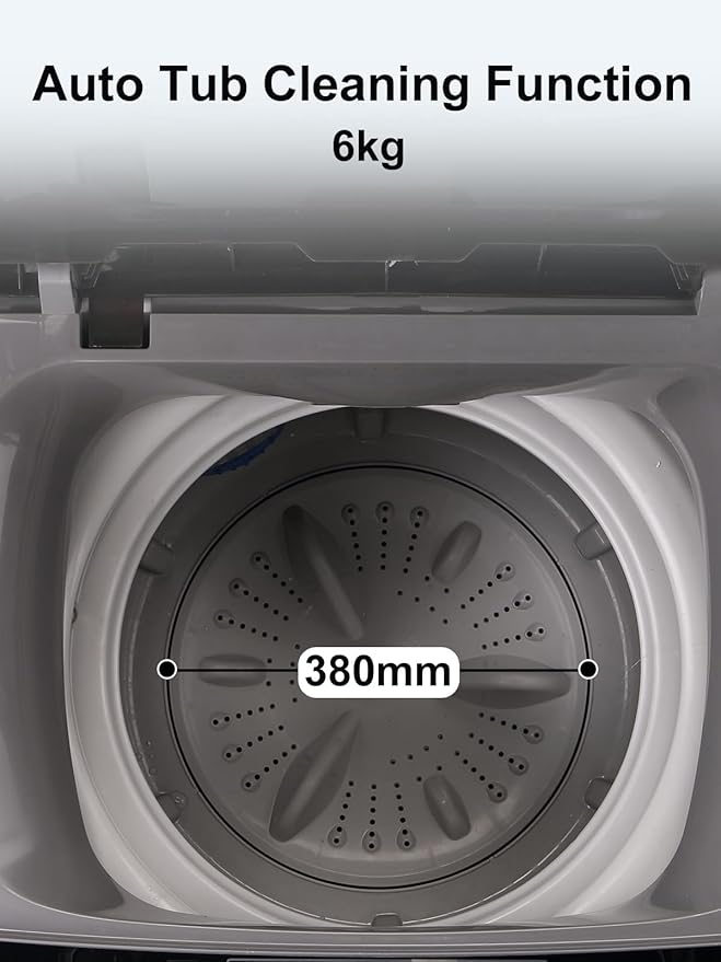 Full-Automatic Washing Machine 17.7 lbs Small Compact Portable 10 Wash Program & 8 Water Level Compact Washer with LED Display Ideal for Apartments, RV, Camping, Grey (KB03-GREY6)