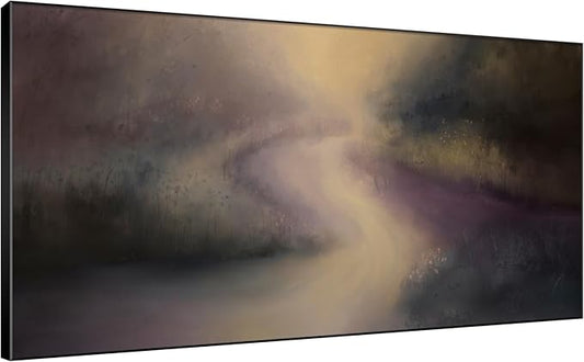 SIGNWIN 24"x46" Extra Large Framed Wall Art Golden Light River Path Dreamy Impressionist Landscape Illustration for Home Living Room Bedroom Decor (Frame Assembly Required)
