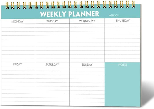 Weekly Planner Notepad - 7" x 10" Weekly Pad Organizers Habit Tracker Journal for Man & Women, 52 Sheets, 100gsm Paper, Undated Weekly To Do List Notepad with Your Life, Teal