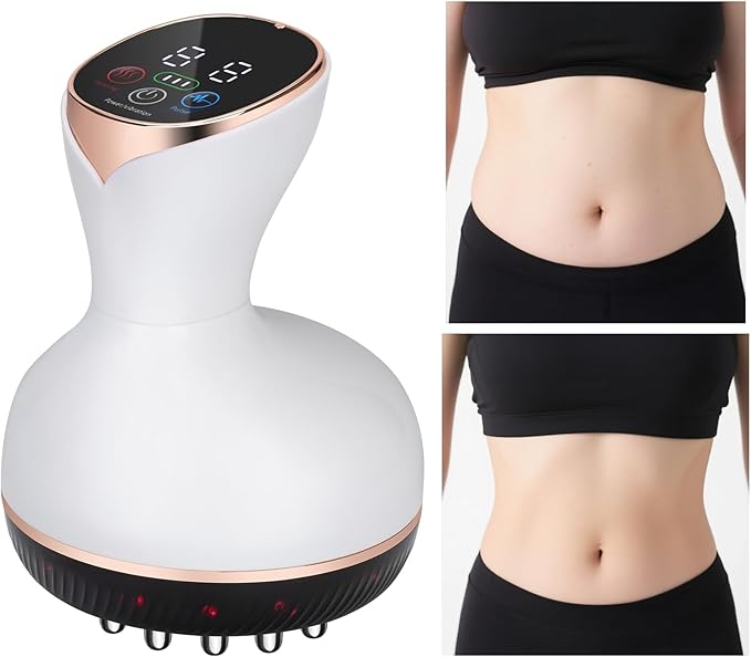 Lymphatic Drainage Massager, Cellulite Massage Tool Helps Reduce Stretch Marks & Cellulite Remover, for Belly, Legs, Arms, 30 Levels Microcurrent, Red Light, Heat and Vibration Body Engraving Machine