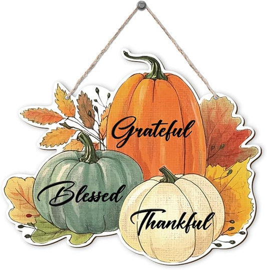 Fall Vibes Door Hanger Sign, Wooden Maple Leaves Mushroom Hanging Decor for Front Door, Fall Wood Wreath Wall Decor for Autumn Harvest Thanksgiving Home Decors, Housewarming Gift