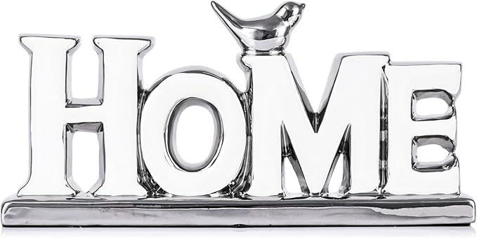 Love Sign Decoration,White and Silver Love Signs for Home Decor,Bird Sculpture Personalized Love Decor,Chrome Style Figurine Decorative Ornaments for Living Room,Bedroom,Desktop (Home, White+Silver)