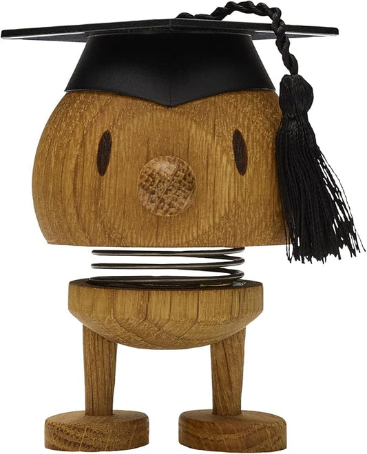 Hoptimist Student IQ Bumble, Woody Brown, Home Decor Ornament - Scandinavian Design, Wood W/Metal Spring, Small - Creates Cheerful Movement