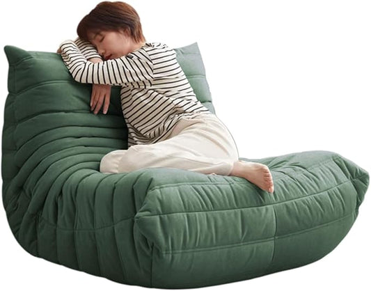 Modern Living Room Chair, Big Bean Bag Adult Floor Sofa, Togo Recliner Memory Foam Lazy Couch Suitable Balcony for Fireside Chair (Green)