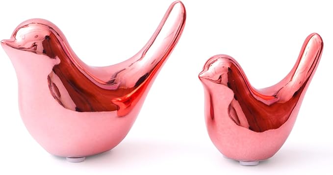 Notakia Small Birds Statues Pink Home Decor Modern Style Decorative Ornaments for Living Room, Bedroom, Office Desktop, Cabinets (2Pcs Pink Birds)