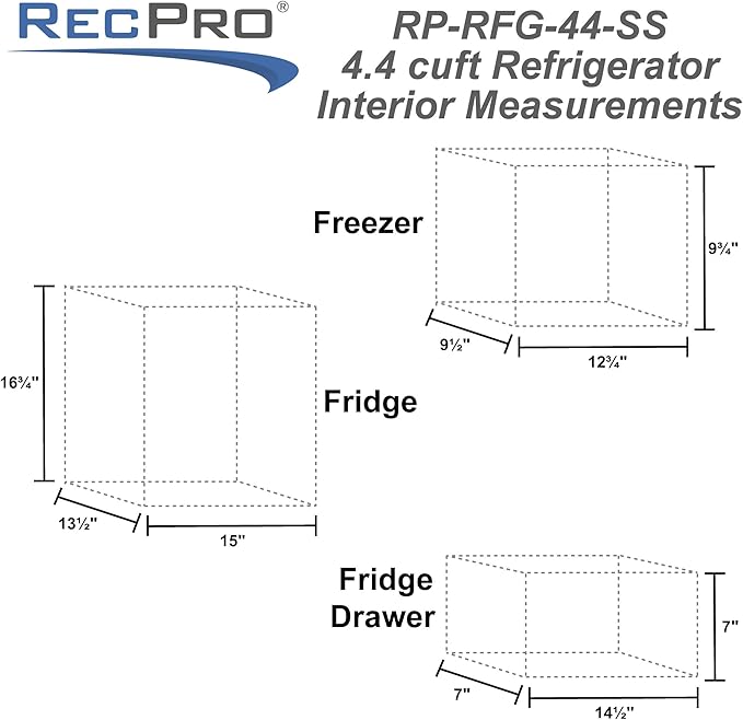 RecPro 4.4 Cu Ft RV Refrigerator | 12V Stainless Steel Fridge with Freezer | Frost-Free, Adjustable Shelves, Built-In Lock, Reversible Door | Off-Grid Ready Camper Fridge with Can Holder