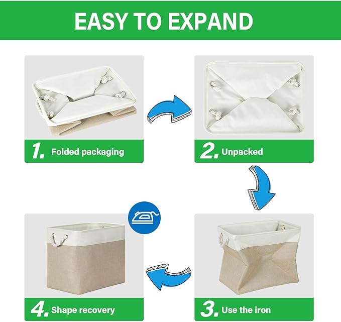 Bidtakay Extra Large Storage Baskets for Organizing 17x12x15.1 inch 3-Pack Fabric Closet Organizers Storage Bins with Handles Foldable Storage Baskets for Shelves Clothes XL-White&Beige