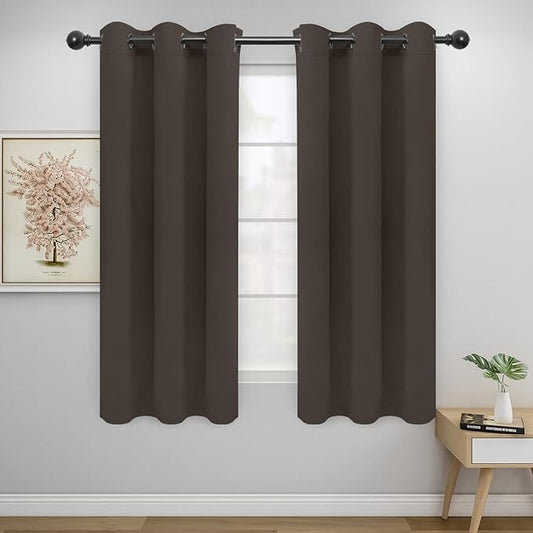Easy-Going Blackout Curtains for Bedroom, Solid Thermal Insulated Grommet and Noise Reduction Window Drapes, Room Darkening Curtains for Living Room, 2 Panels(46x63 in, Taupe)