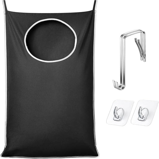 KEEPJOY XL Black Door Hanging Laundry Hamper, Large Size 36.5X22.5 inch Hanging Laundry Bag with Large Opening and 2 Strong Hooks for Whole Family Dirty Clothes