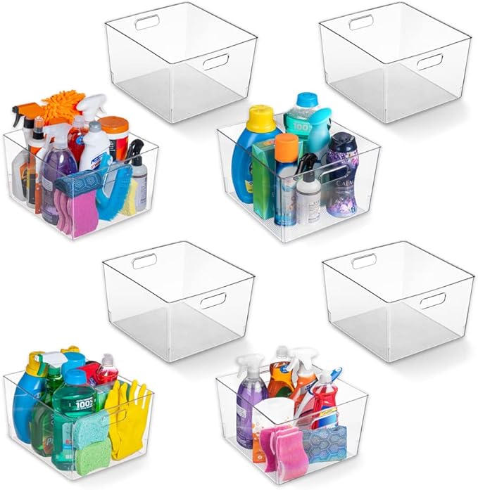ClearSpace Clear Plastic Storage Bins – XL 8 Pack Perfect Kitchen or Pantry Organization Fridge Organizer and Storage Bins, Cabinet Organizers