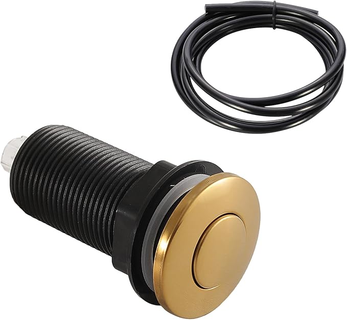 RQYEKDO Garbage Disposal 2.5" Air Switch Kitchen Sink Top Long Stainless Steel Polished Nickel Long for Food and Waste Disposal On/Off Air Button Parts Gold