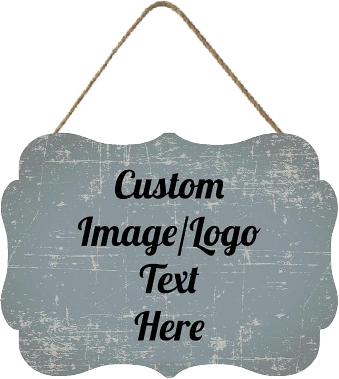 Personalized Wooden Welcome Sign for Front Door Decor - Customized Image/Text Hanging Door Sign, Farmhouse Decor for Home Office - 11.2 * 8 Inch