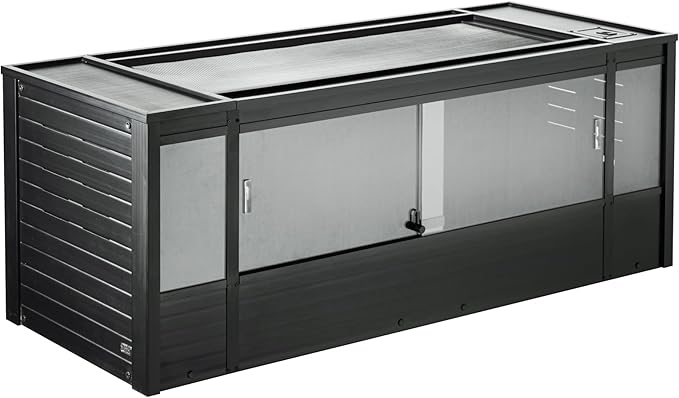 New Age Pet ECOFLEX 60 in Mojave Reptile Lounge in Espresso Black, Durable Wood Plastic Composite Habitat with Vented Side Panels, Removable Sliding Glass Doors, and Mesh Screen Top for Lamp Setup,