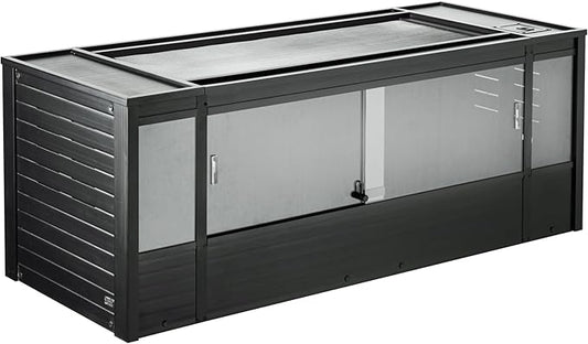 New Age Pet ECOFLEX 60 in Mojave Reptile Lounge in Espresso Black, Durable Wood Plastic Composite Habitat with Vented Side Panels, Removable Sliding Glass Doors, and Mesh Screen Top for Lamp Setup,