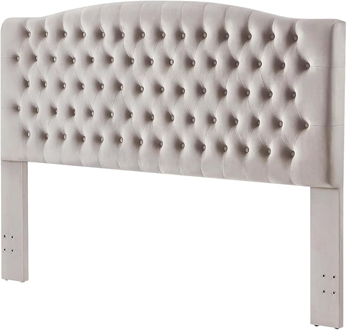 24KF Upholstered Tufted Button Velvet Headboard,Comfortable Fashional Headboard King/CA King Size,Taupe