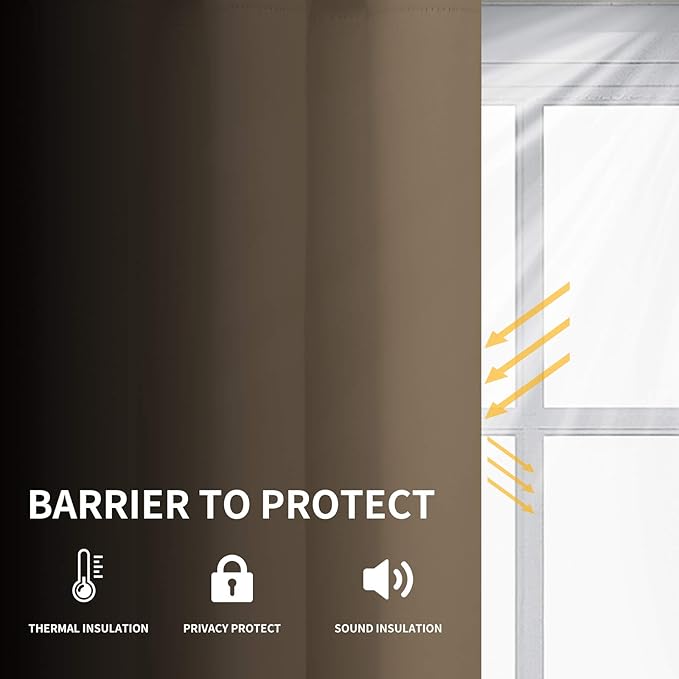 Easy-Going Blackout Curtains for Bedroom, Solid Thermal Insulated Grommet and Noise Reduction Window Drapes, Room Darkening Curtains for Living Room, 2 Panels (52x96 in,Camel)