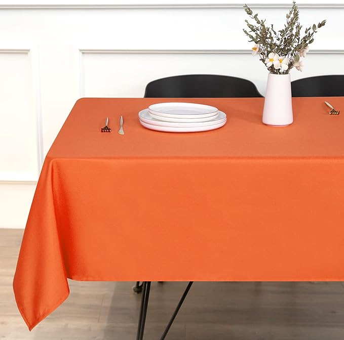 sancua Square Tablecloth - 60 x 60 Inch - Stain and Wrinkle Resistant Washable Polyester Table Cloth, Decorative Fabric Table Cover for Dining Tables, Buffet Parties and Camping, Orange