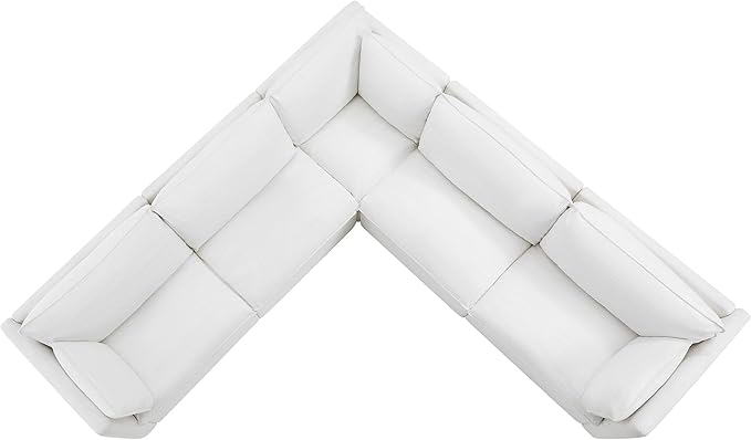 CHITA Power Sectional Down Filled Corner Sofa, Comfty Feather V Shape Power Modular, FSC Certified Modern Cloud Couch with Electric Footrests, 107 inch Width,5 Seat Sofa, Cream