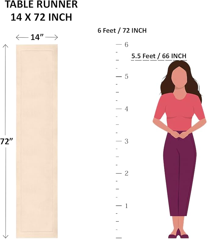 Solino Home Linen Sky Blue Table Runner 72 Inches Long - 100% Pure Linen Hemstitch Table Runner 14 x 72 Inch for Dresser, Dining - Classic Hemstitch