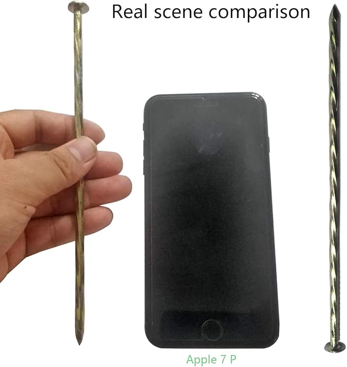 100 Pack - 8" Solid Galvanized Non-Rust Metal Garden Stakes, Spiral Landscape Edging Spikes/Anchors, for Paver Edging, Weed Barriers, Turf, House Construction, Carpentry Nail, Tent, Garden Plants