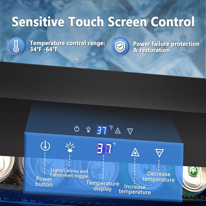 Tylza 130 Can Beverage Refrigerator Cooler, 3.22 Cu.Ft Beverage Cooler with Low-E Glass Door, Safety Lock, Beverage Fridge for Soda, Beer, Wine, Mini Fridge for Home, Office, Bar, Bedroom, Black