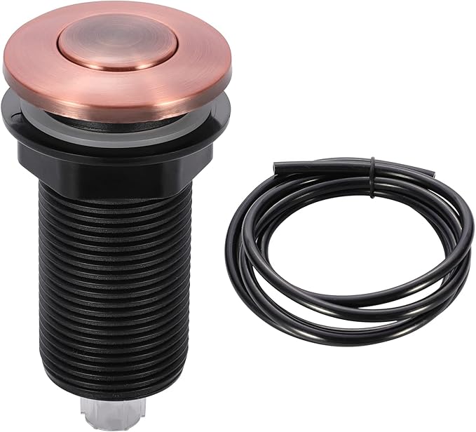 RQYEKDO Garbage Disposal Air Switch Kitchen Sink Top Long Stainless Steel Brushed Nickel Long 2.5" for Food and Waste Disposal On/Off Air Button Parts Copper…