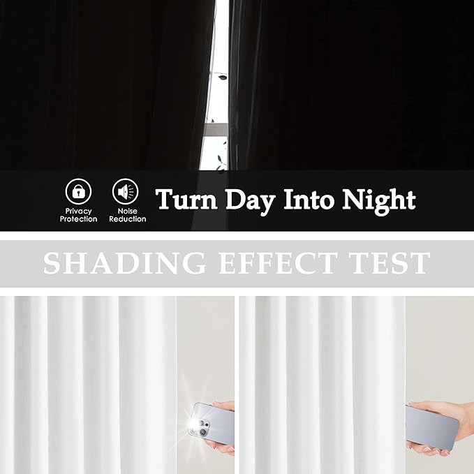 Vision Home White Pinch Pleated Full Blackout Curtains Thermal Insulated Window Curtains 63 inch for Living Room Bedroom Room Darkening Pinch Pleat Drapes with Hooks Back Tab 2 Panel 40" Wx63 L