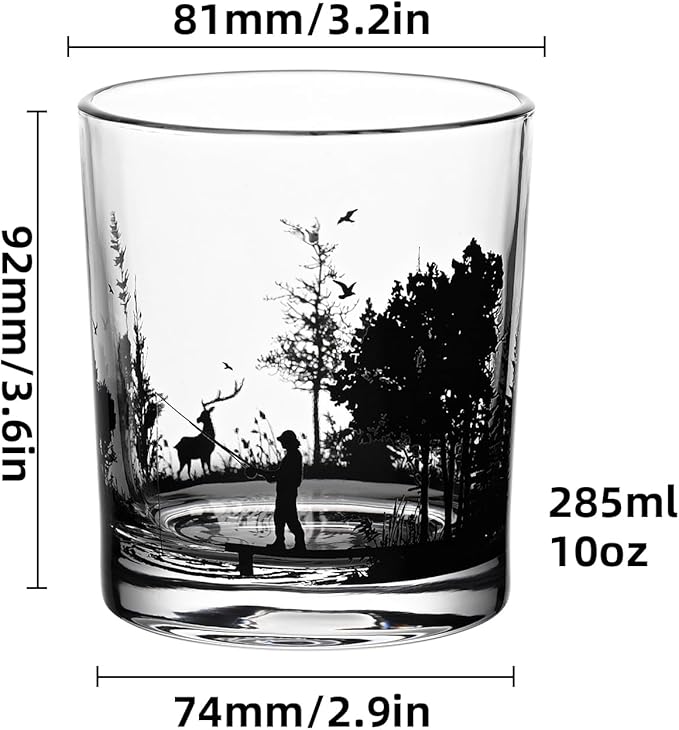 Old Fashioned Whiskey Glasses, Stemless Wine Glasses with Gift Box, 10Oz Rocks Glass for Scotch Cocktail Bourbon Vodka Liquor, Unique Gifts for Dad, Husband, Father's Day, Anniversary