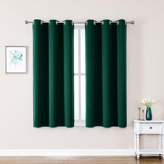 ChrisDowa Grommet Blackout Curtains for Bedroom and Living Room - 2 Panels Set Thermal Insulated Room Darkening Curtains (Forest Green, 38W x 54L)