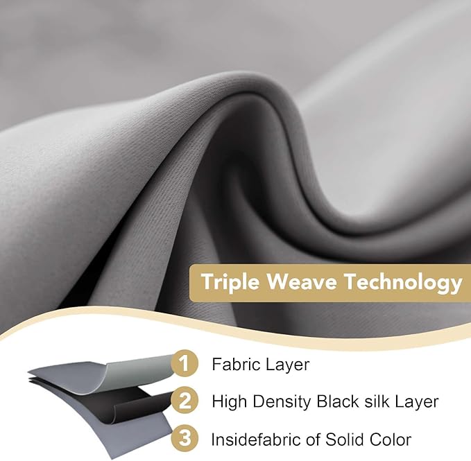 H.VERSAILTEX Insulated Thermal Blackout 72-Inch Long Grey Curtain Panels Pair - Nickel Grommet Window Drapes for Bedroom/Living Room (Dove Gray,Set of 2)