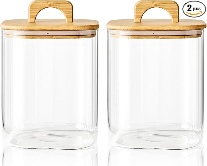 Sweejar 3 qt Glass Jars for Laundry Room Organization, 96 oz Laundry Pods Container, Glass Food Storage Jars with Airtight Lid, 2 Pack, Hand Lid