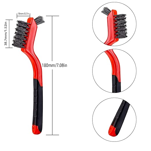 Wire Scratch Brush Set Soft Grip for Rust, Dirt & Paint Scrubbing with Deep Cleaning (24, 24PCS - 10PCS Stainless Steel Wire 10PCS Brass Wire and 4PCS Nylon Wire)