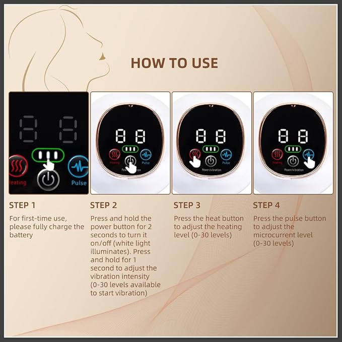 Lymphatic Drainage Massager, Cellulite Massage Tool Helps Reduce Stretch Marks & Cellulite Remover, for Belly, Legs, Arms, 30 Levels Microcurrent, Red Light, Heat and Vibration Body Engraving Machine