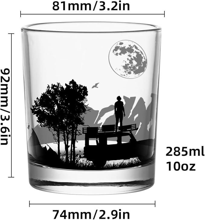 Old Fashioned Whiskey Glasses, Stemless Wine Glasses with Gift Box, 10Oz Rocks Glass for Scotch Cocktail Bourbon Vodka Liquor, Unique Gifts for Dad, Husband, Father's Day, Anniversary