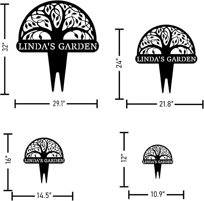 Personalized Tree of Life Metal Garden Sign with Stake, Custom Family Name Sign for Outdoor, Nature Lover Gift