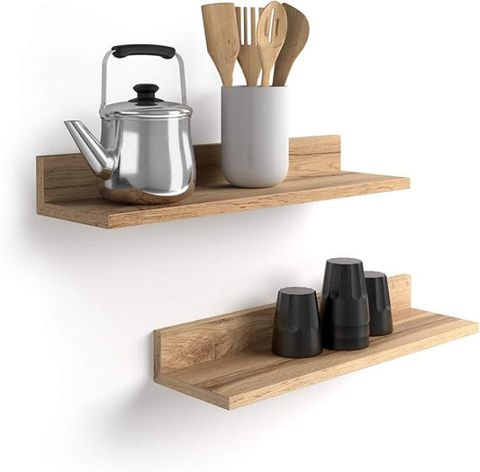 Mobili Fiver, Set of 2 Rachele Shelves, 23.62 in, Rustic Oak, Made in Italy