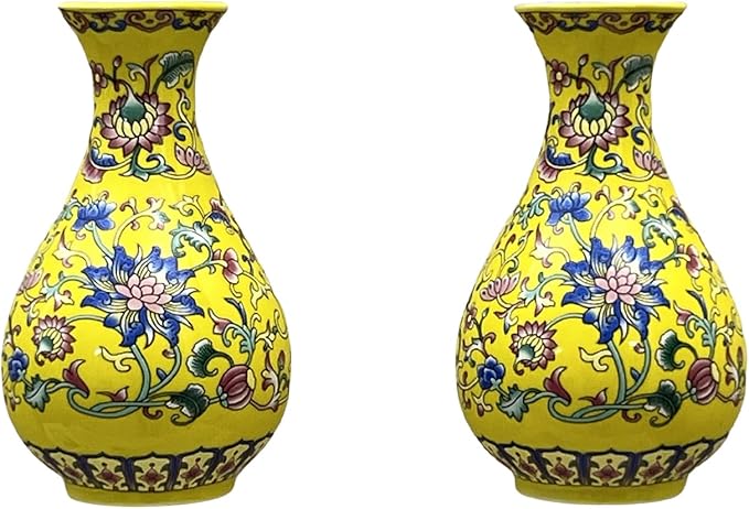 Set of Two Handmade Chinese Blue & White Porcelain Wall Mounted Vases – Chinoiserie Ceramic Flower Vase for Indoor Home Décor, Wall Hanging Vases for Living Room & Bookshelf