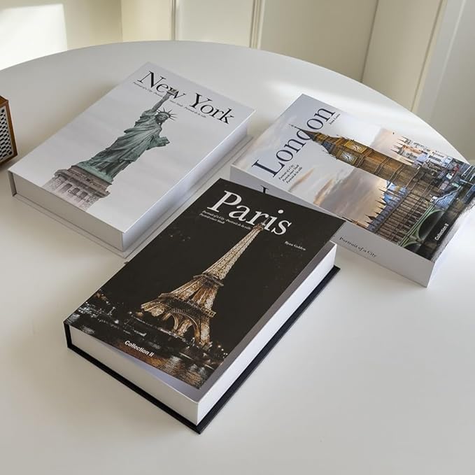 Decorative Storage Book Box – Hidden Storage for Remote Controls, Keys, and Small Items – Elegant Home Decor for Living Room, Bedroom, Coffee Table – Modern Style Faux Book Organizer (New york)