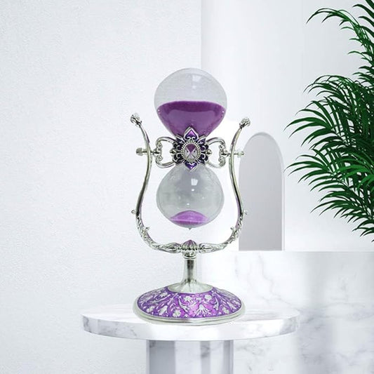 Sanduhr 15 Minuten,Metal Vintage Hourglass,Hour Glass,Hourglass Decor,for Home Decoration Office Desk Wedding Party Decor Kitchen Timer (Violetter Sand)
