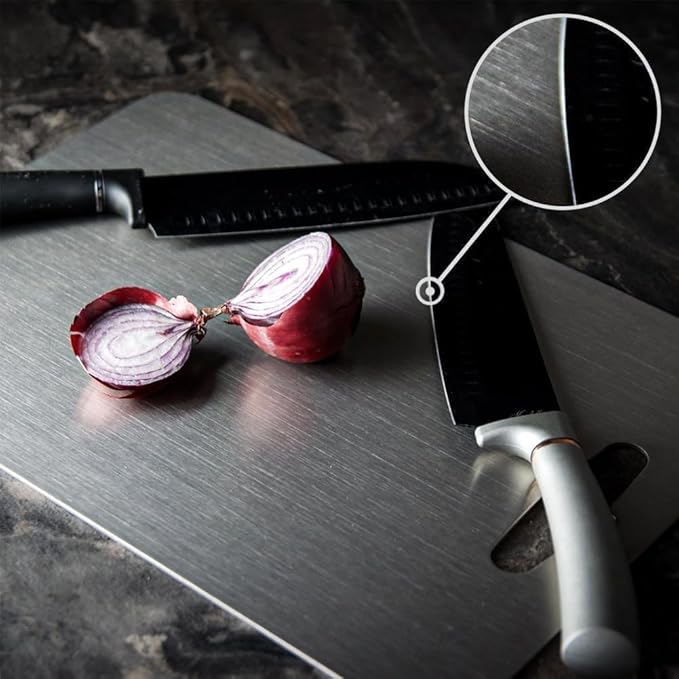 Titanium Cutting Board, 100% Pure Titanium Cutting Boards for Kitchen, Double Sided Food-Grade Chopping Board - Dishwasher Safe Easy to Clean (12"L x 9"W)