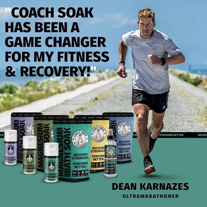 Coach Soak Recovery Bath Soak - Alternative to Epsom Salt Bath Soak - Fast-Absorbing Pure Magnesium Flakes with 21 Minerals, Bath Salts & Essential Oils - 3 lb (1 Pack) - Unscented