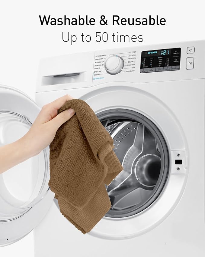 Fantasticlean Microfiber Cleaning Cloth Roll -40 Pack, Tear Away Microfiber Towels, 12" x 12", Reusable, Washable, Scratch Free, Ultra Absorbent Dish Rags for Car, Home, Garage or Shop (TAN)