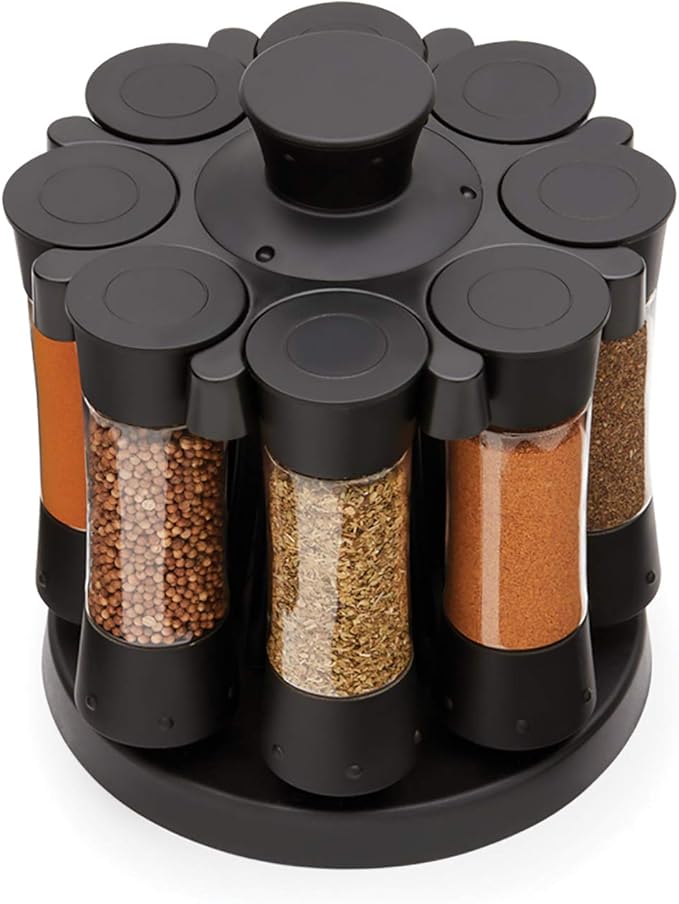 Kitchen Art Elite Auto-Measure Spice Professional 8 Compartments Black 7.45 x 7.45 x 8.25 inches