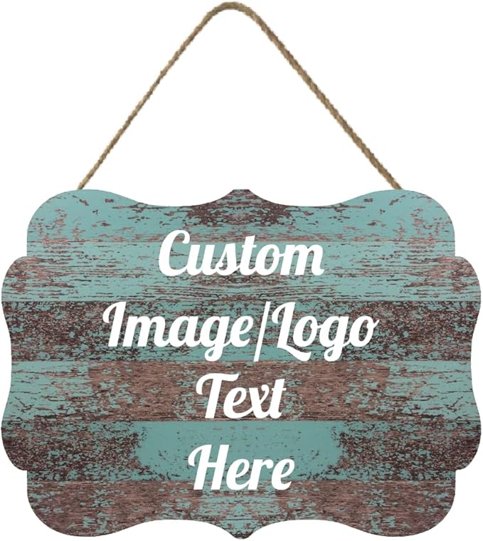 Personalized Wooden Welcome Sign Front Door Decor Home Sign Customized Image/Text Hanging Farmhouse Decorations for Home Office 11.2 * 8 Inch