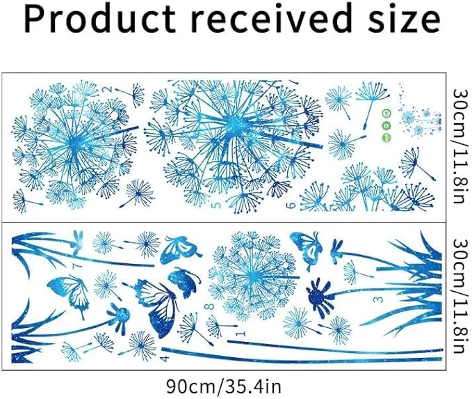 Hello Spring Summer Window Cling Sticker Flowers, and Butterfly Window Stickers, Spring and Summer Decor, Home, Shop, and Party Window Glass Display Stickers (Blue)