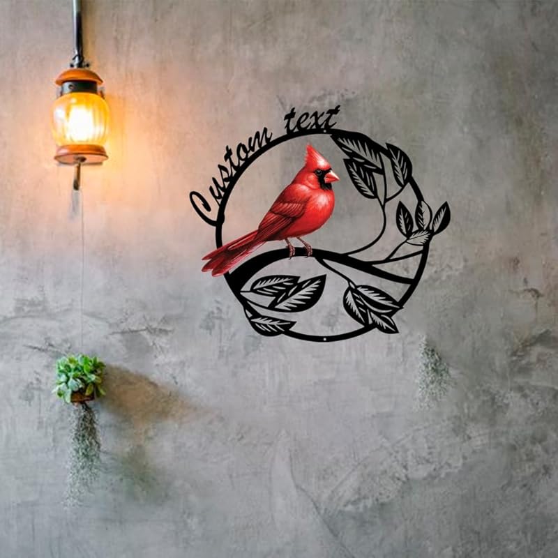 Personalized Name Garden Cardinal Metal Signs, Custom Family Name Yard Decor for Outdoor Outside, Cardinal Lawn Patio Stake Gardening Enthusiasts Grandmothers Gift