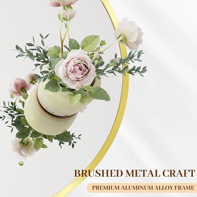 BEAUTYPEAK 20 Inch Round Mirror, Metal Frame Circle Mirror, Wall Mounted for Entryway, Bathroom, Vanity, Living Room, Gold